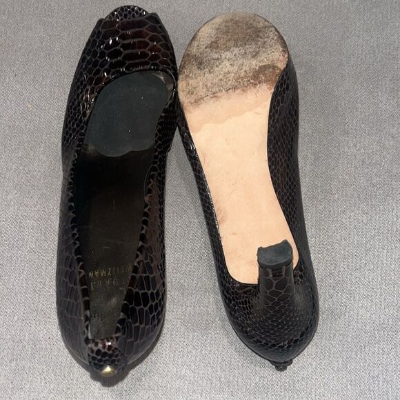 Vintage Stuart Weitzman brown leather reptile pattern 3.5” heels - Picture 4 of 4